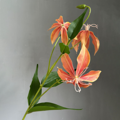 T-HY Gloriosa Superba Bright Lily Artificial Glory Lily for Wedding Home Party Garden Vase Decoration Floral Arrangement