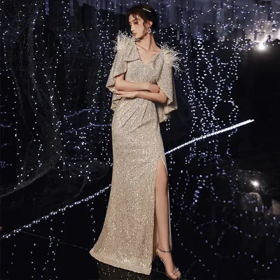 OEM China Factory Elegant Mermaid Evening Dresses Long Fashion Ladies Dresses side split evening sequin causal dresses for party