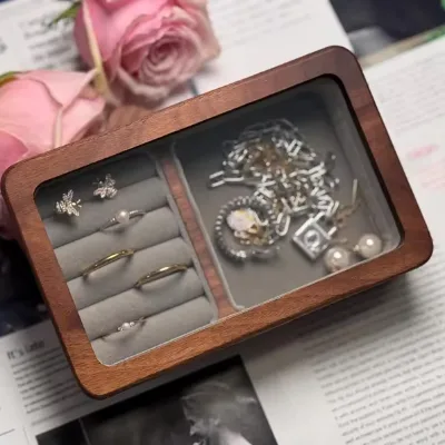 Hot Selling Proposal Ring Box Proposal Engagement Jewelry Storage Wooden Ring Holder Wooden Jewelry Box