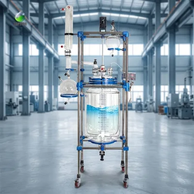 Continuous Biodiesel Extract System Bioreactor with Heat Treatment Glass Reactor 220V Laboratory Use