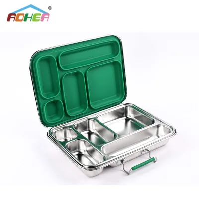 304 Stainless Steel Lunch Box Food Grade With Lid Card Points Can Be Microwave Heated Lunch Box Student Bento Box