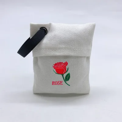 Custom logo Embroidery Cotton Drawstring Jewelry Pouch Wardrobe Hanging Aromatreatment Bag Mini Earphone Storage Sachet