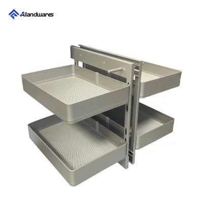 Alandwares AMCB-900 Modern Design Full Extension Slim Rails Slides Universal Magic Aluminum Dish Rack Multi-Shelf Kitchen