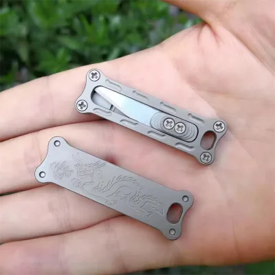 LFEDC Edc Outdoor Portable Small Mini Pocket Multi Tool Push Gift Titanium Metal Alloy Knife for Men and Women