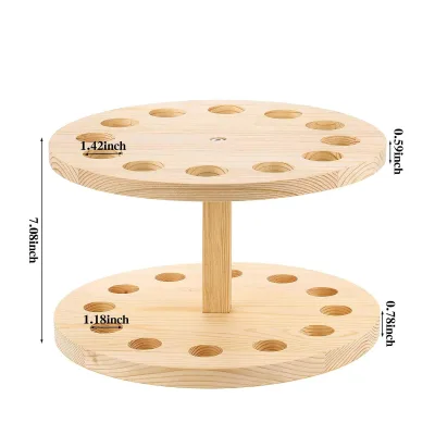 Wooden Rotating Rod Stand Display Stand-Wooden Round Storage Floor Stand, Adjustable Height Rod Holders