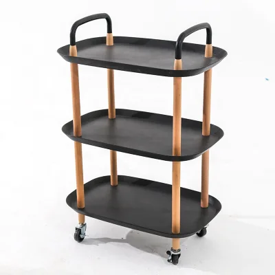 Industrial Modern Kitchen Storage Cart with Wheels Kitchen Island Trolley Black Panel Design DONGRONG Furniture