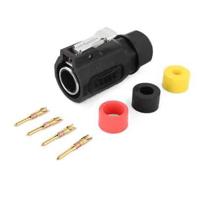 JRready QH6156 Secure Panel Interface Waterproof Power Connector Set 2-Hole Fixed Solder Patented Design Integrated Dust Cap