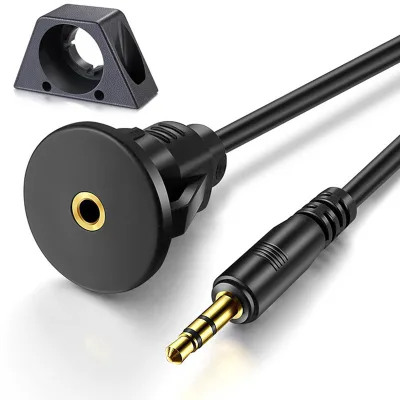 Car Boat Use Waterproof Cable Audio 3.5mm Panel Mount Motorcycle Ship Dashboard Audio Cable