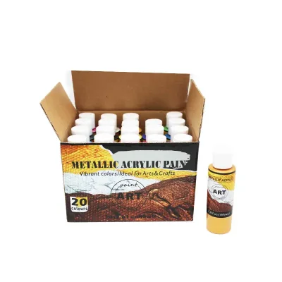 High Quality 20 Colors 60ml Metallic Acrylic Paint for All Kinds of Painting on Canvas Glass Paper Safe for Adults and Kids