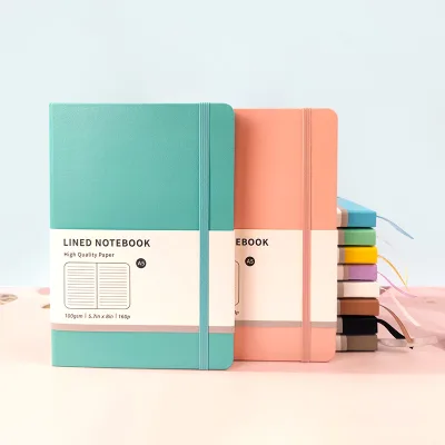 Macaron A5 Leather Notebook Cross-Border Blue L with Simple Dot Matrix Design Hardcover Loose-Leaf