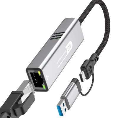 USB C to 5G Ethernet Adapter Type C to 5 Gigabit Network Thunderbolt 3 RJ45 LAN 5Gbps Converter Compatible MacBook Pro Laptop