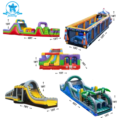 80ft Crash Test Outdoor Race Commercial Bounce House Inflatable Obstacle Course