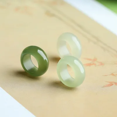 Genuine Icy Light Apple Green Serpentine Jade Ring