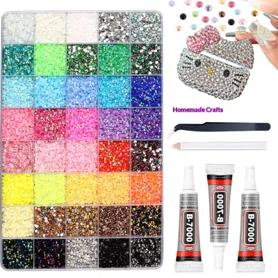 Nail Rhinestones 40-Color Nail Glitter Set Large-Capacity Resin Rhinestones AB Rhinestones DIY Apparel Nail Art Phone
