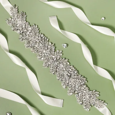 Rhinestone Bridal Sash Belt Dress Luxury Accessories Silver Diamond Bridesmaid Belts for Party