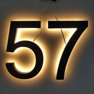 Lamp Backlit Light up House Address Numbers Illuminated Metal House Numbers Led Modern Address Signs for Homes
