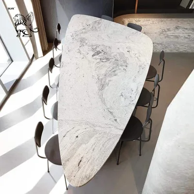 BLVE Modern Luxury Irregular Shape Dining Table Set 10 Seater Dining Room Furniture Dining Table Marble Top