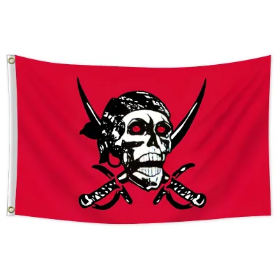 Pirate Flag Ghost 3x5 Ft Halloween Party Decorations Big Banner with Two Metal Grommets Fade Resistant Black Red