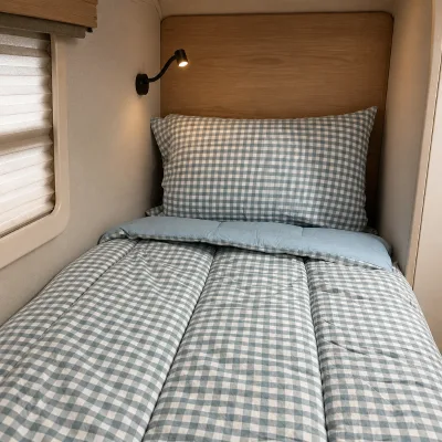 100% Stonewashed Cotton Gingham All in One Caravan Bedding Set Bunk Bed Duvet Cover Pillowcase Camping Bedding Wholesale