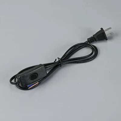 EU US Plug Power Cord With 303 Inline Switch Black White 2 Core Bare Wire End LED Lamp Extension Cable for Lighting Fixture