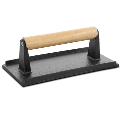Pre-seasoned Cast Iron Bacon Press for Griddle Burger Maker Meat Press Cast Iron Hamburger Grill Press for BBQ Accessories