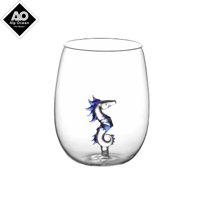 630ml Creative Design Stemless Wine Glass with 3D Animal Figure Inside