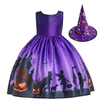 Girls Bat Halloween Costume Witch Cosplay Costume Tutu Dress Set for Kids