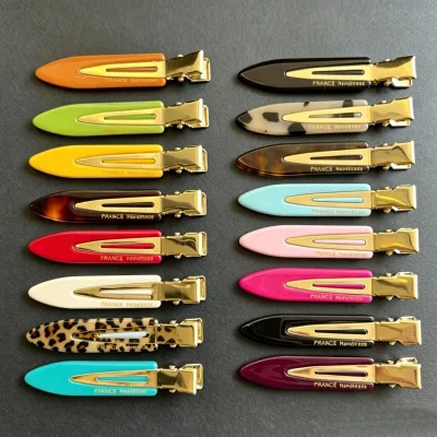 Acetate No Crease Hair Clips Narrow Flat Top Styling Clips Makeup Clips for Bangs Fringe Broken Hair Hair Accessories for Women