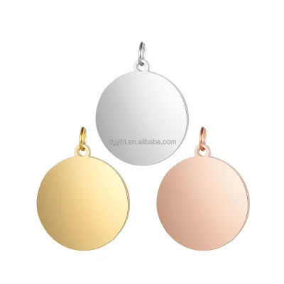 Custom Stainless Steel Round Jewelry Tag Disc Charm Pendant Findings for Jewelry Necklace Bracelet Making