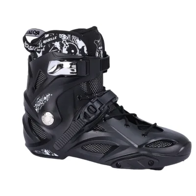 ROSELLE Professional Inline Four-wheel Artistic Roller Skates 90A Hardness PU Wheels PP Shell for Skating & Transportation