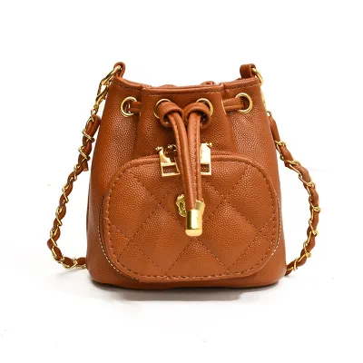 HY2 Children Bucket Bags Casual with Chain Strap Bag Summer Zipper Closure Accessory Bag