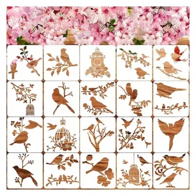 20 Pieces Stencil for Painting Reusable Birds Stencils Spring Summer Winter Template