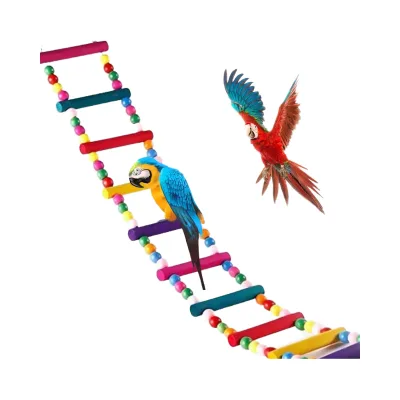 Parrot Ladder Bird Ladder Wooden Toys Swing Bird Ladder Swing Rainbow Bridge for Grey African Parakeet Indoor Bird Ladder Toy