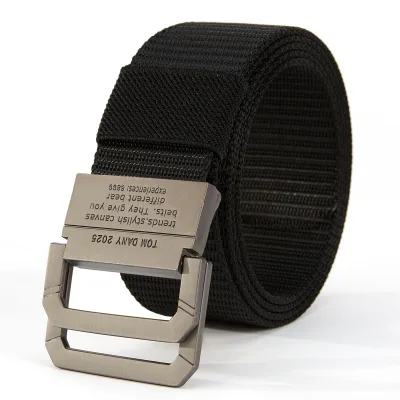 Men's Outdoor Tactical Belt With Double Ring Buckle High Quality Webbing Material Multi Color
