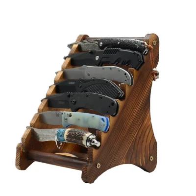 Wholesale Wood Fixed Knife Collection Display Stand Holder Knife Holder Rack Display Case Maximum 8 Knives