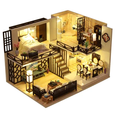 2024 Montessori DIY Plastic Building Model Villa Hand-Assembled New Hot Birthday Gift Set Kids 2-4 Years Unisex Safety Playing
