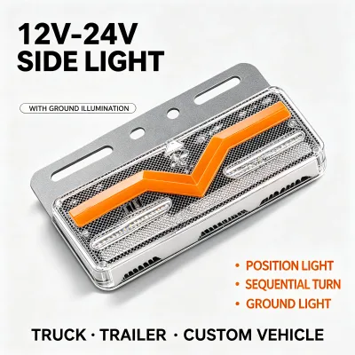 New Anka Sequential LED Side Marker Light 12-24V Position Light with Puddle Ground Light for Truck Trailer