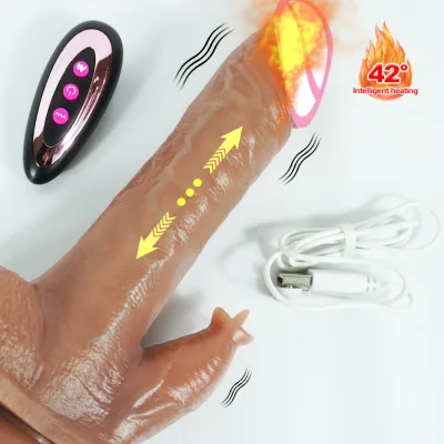 2 Headed Vibrator Tongue Licking Penis Silicone Dildo Vibrator Thrusting USB Rechargeable for Female Masturbator Sexy Toys