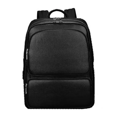 2025 Men's Cowhide Travel Backpack Korean Style Business Computer Bag with Polyester Lining Zipper Closure Waterproof Feature