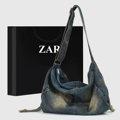 Vintage Vintage Denim Armpit Bag for Women New Large Capacity Denim Shoulder Bag, Versatile Crossbody Bag for Spicy Girls