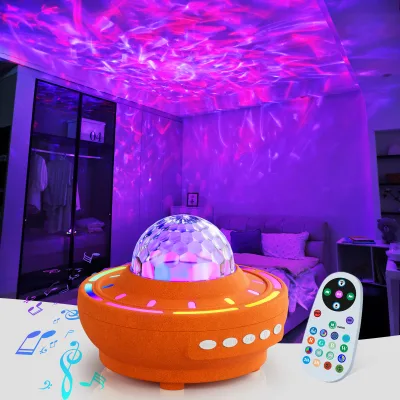 Cross-border Explosive Creative Bedside Flocking Table Lamp Projection Music Speaker 1H/2H Timer Rechargeable LED Night Light