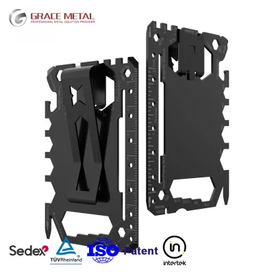OEM ODM 46 in 1 Multifunctional Custom LOGO Wallet With Money Clip Outdoor Survival Multi Tool Card