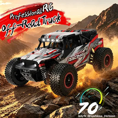 1:18 4WD Brushless Off Road RC Car 2.4G 4WD Remote Control Crawler with LED Lights Metal RTR Toy Vehicle for Kids Adults Gift