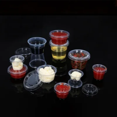 Wholesale Clear Plastic Disposable Sauce Container Disposable Plastic Sauce Cup With Lid