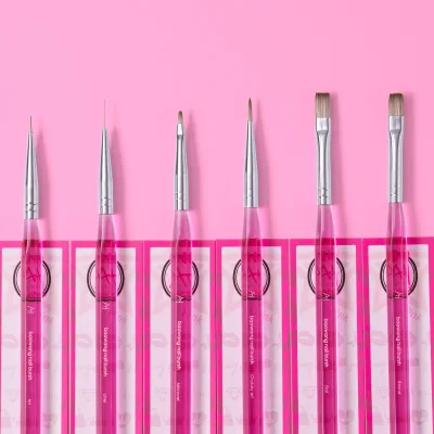 Gel Pens with Nylon Brush and Metal Top UV Gel Polish New Hot pink Plastic Handle for Nail Art BW5 Baowang