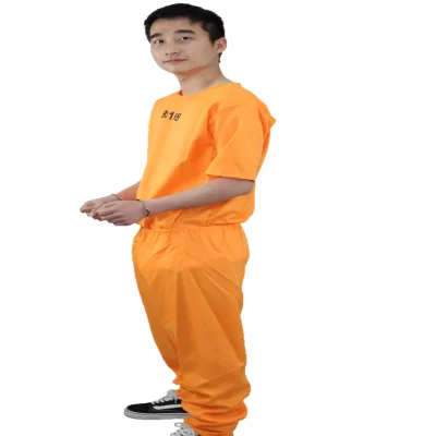Wholesale Unisex Halloween Carnival Cartoon Cosplay Orange Uniforms Party Prisoner Costume