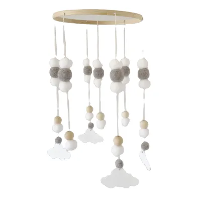 Baby Wooden Hanging Toys Pendant Wind Chimes Decoration Baby Crib Felt Wind Chimes Rattle Newborn Gift Nursery Decor Felt Ball