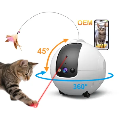 Factory Price Luxury Smart Pet Camera Movable Companion Robot Laser Cat Camera 4MP AI Tracking Two-Way Audio Interactive Pointer