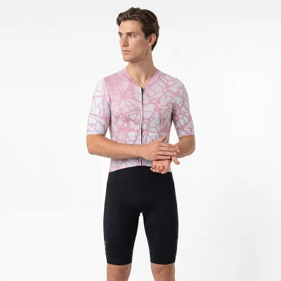 Men's Cycling Clothing Set Short Sleeve Road Bike Skinsuit Outfit Cycling Jumpsuit with 3D Padded Aero Triathlon Trisuit