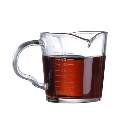 75 ml Double Mouthed Cup for Home Kitchen or Coffee Shop Espresso Coffee Ounce Cup Clear Glass Cup Glass
